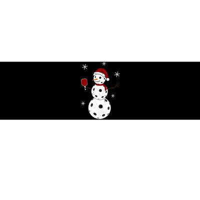 Funny Merry Christmas Snowman Playing Pickleball Long Sleeve Bumper Sticker