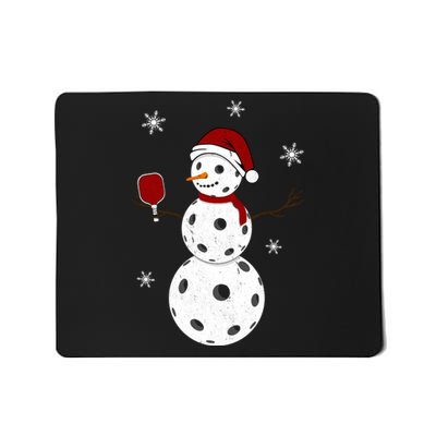 Funny Merry Christmas Snowman Playing Pickleball Long Sleeve Mousepad