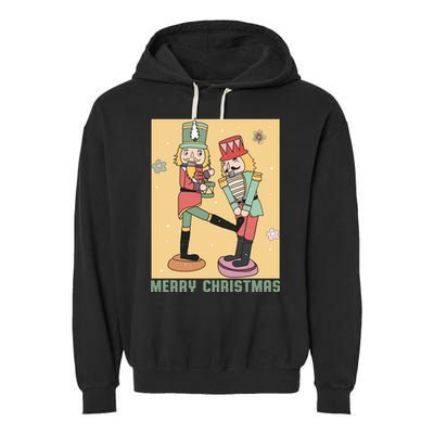 Funny Merry Christmas Nut Cracker Getting Nut Cracked Garment-Dyed Fleece Hoodie