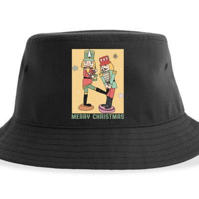 Funny Merry Christmas Nut Cracker Getting Nut Cracked Sustainable Bucket Hat