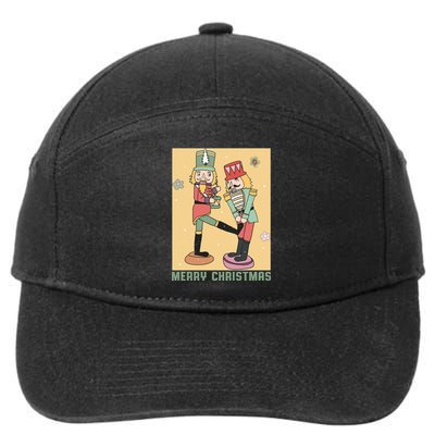 Funny Merry Christmas Nut Cracker Getting Nut Cracked 7-Panel Snapback Hat