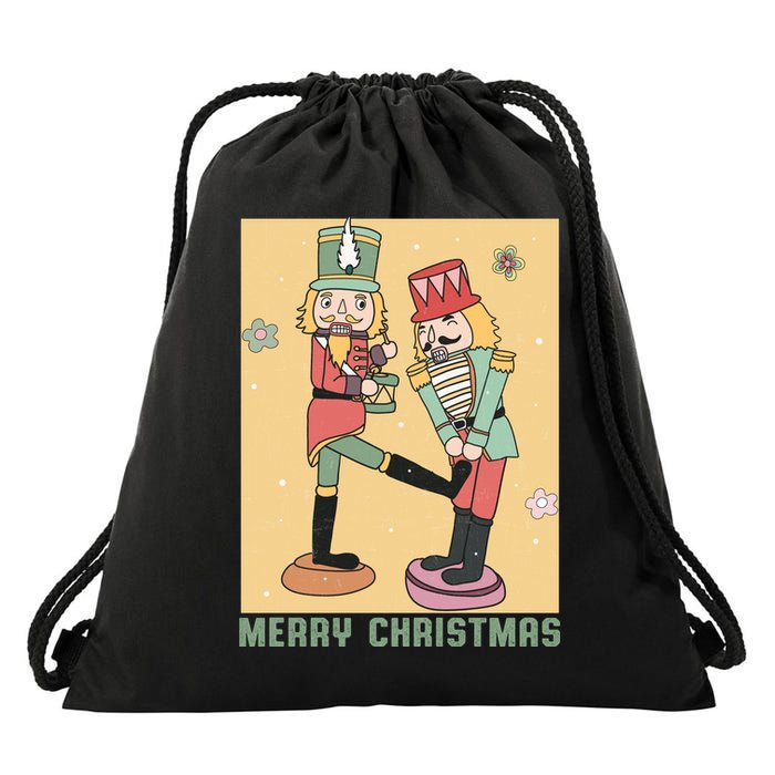 Funny Merry Christmas Nut Cracker Getting Nut Cracked Drawstring Bag