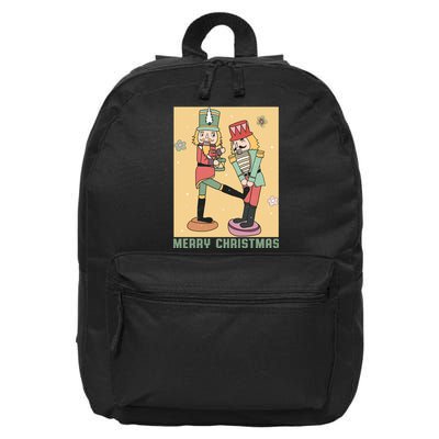 Funny Merry Christmas Nut Cracker Getting Nut Cracked 16 in Basic Backpack