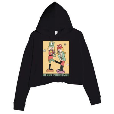 Funny Merry Christmas Nut Cracker Getting Nut Cracked Crop Fleece Hoodie