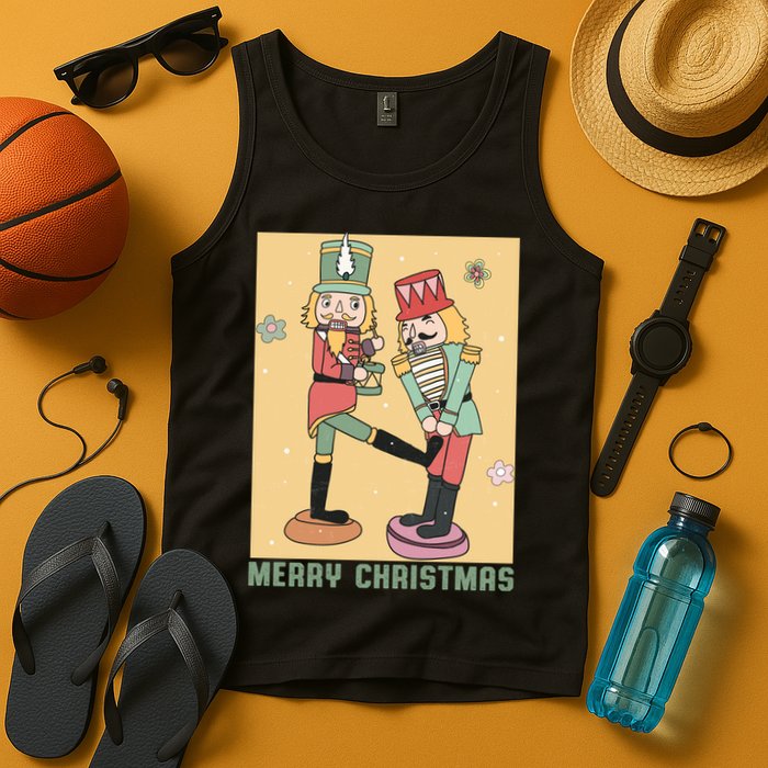 Funny Merry Christmas Nut Cracker Getting Nut Cracked Tank Top