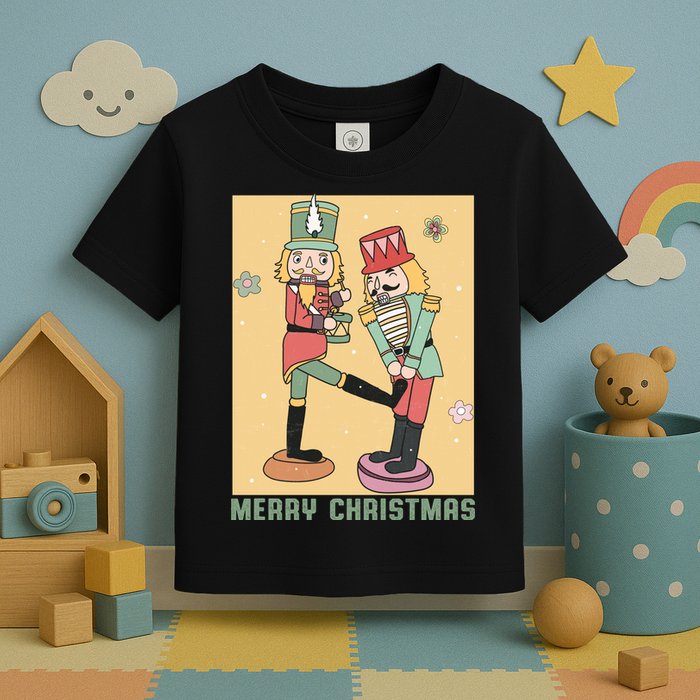 Funny Merry Christmas Nut Cracker Getting Nut Cracked Toddler T-Shirt