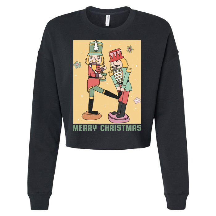 Funny Merry Christmas Nut Cracker Getting Nut Cracked Cropped Pullover Crew