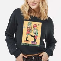 Funny Merry Christmas Nut Cracker Getting Nut Cracked Cropped Pullover Crew
