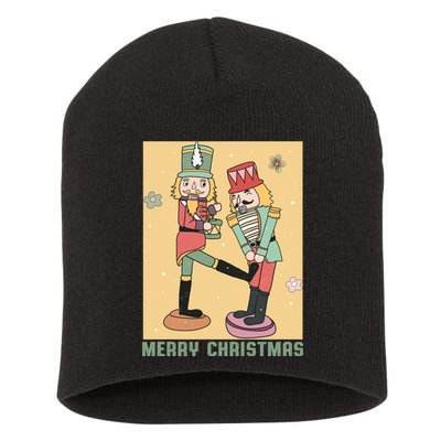 Funny Merry Christmas Nut Cracker Getting Nut Cracked Short Acrylic Beanie