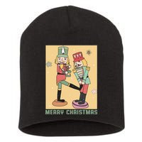 Funny Merry Christmas Nut Cracker Getting Nut Cracked Short Acrylic Beanie