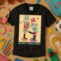 Funny Merry Christmas Nut Cracker Getting Nut Cracked Kids T-Shirt