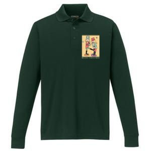 Funny Merry Christmas Nut Cracker Getting Nut Cracked Performance Long Sleeve Polo