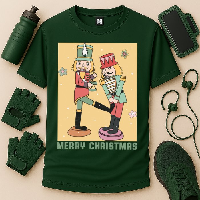 Funny Merry Christmas Nut Cracker Getting Nut Cracked Performance Shirt