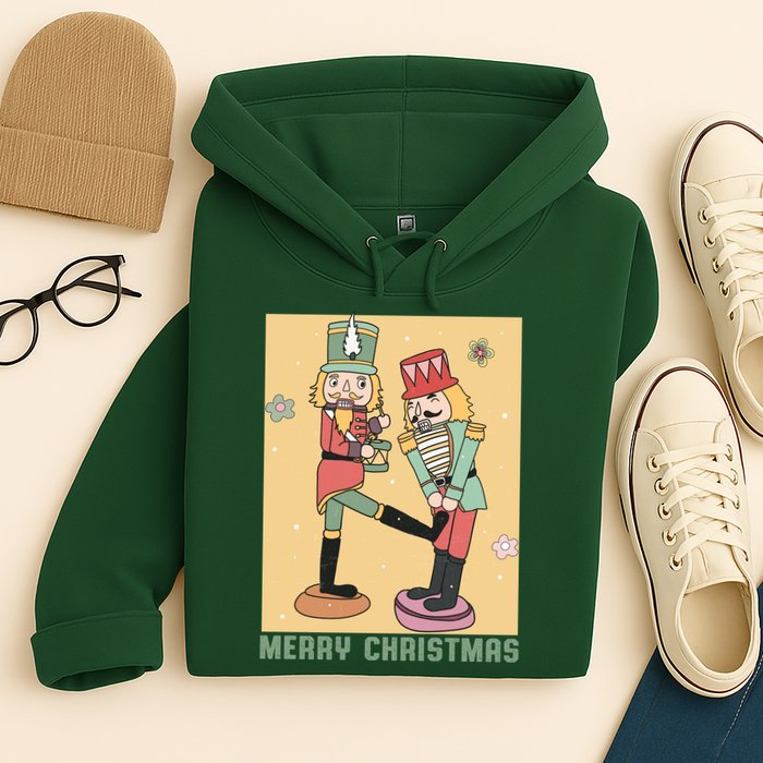 Funny Merry Christmas Nut Cracker Getting Nut Cracked Hoodie
