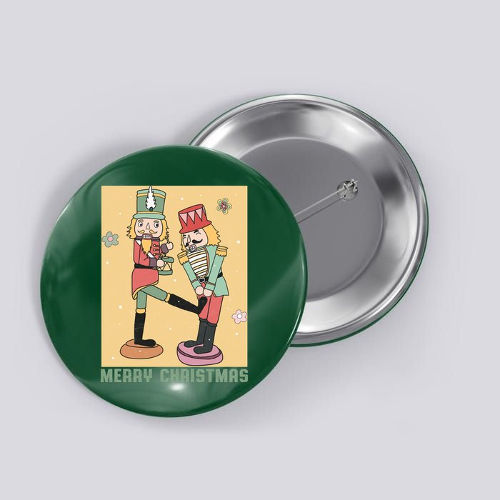 Funny Merry Christmas Nut Cracker Getting Nut Cracked Button