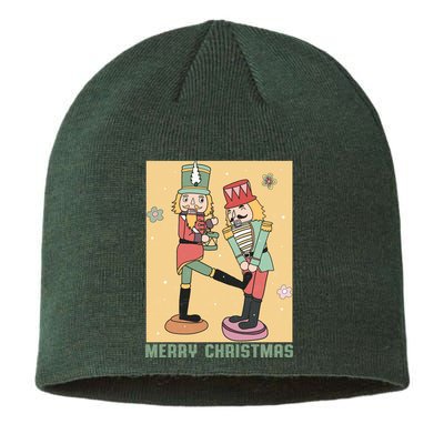 Funny Merry Christmas Nut Cracker Getting Nut Cracked Sustainable Beanie