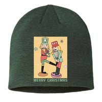 Funny Merry Christmas Nut Cracker Getting Nut Cracked Sustainable Beanie
