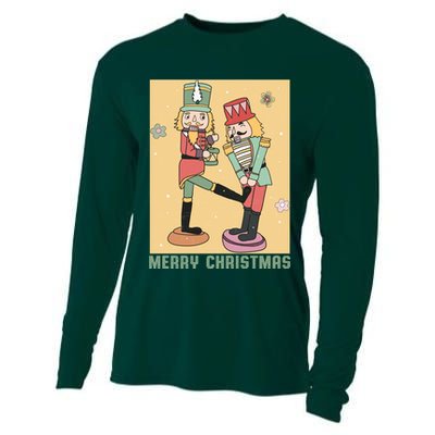 Funny Merry Christmas Nut Cracker Getting Nut Cracked Cooling Performance Long Sleeve Crew