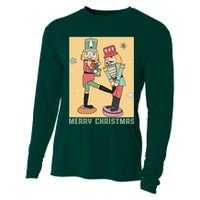 Funny Merry Christmas Nut Cracker Getting Nut Cracked Cooling Performance Long Sleeve Crew