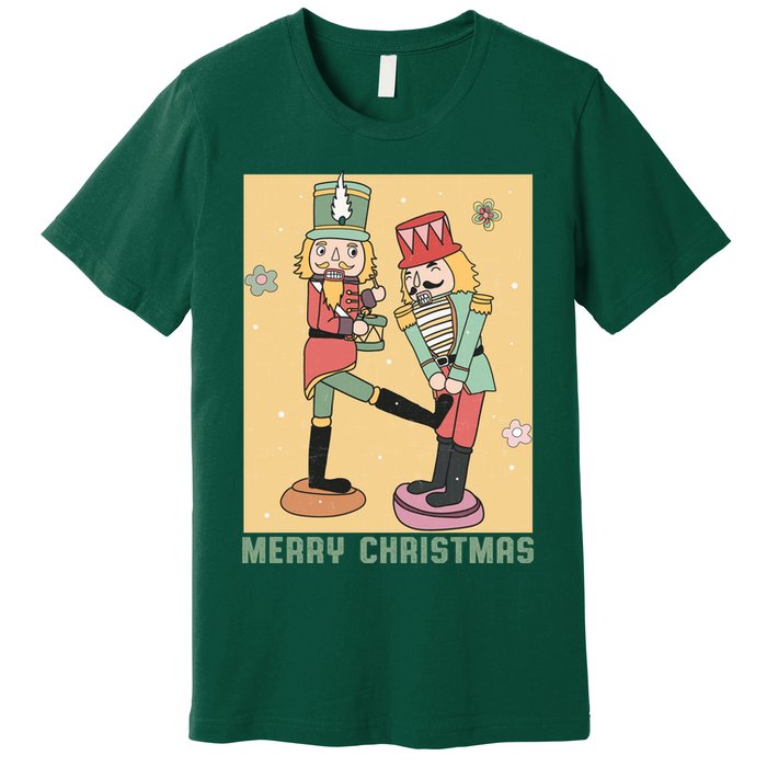 Funny Merry Christmas Nut Cracker Getting Nut Cracked Premium T-Shirt
