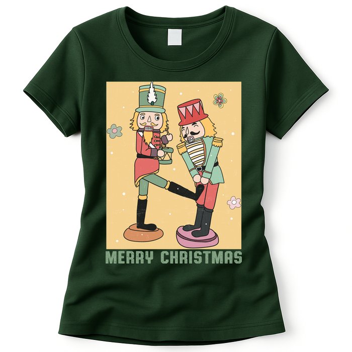 Funny Merry Christmas Nut Cracker Getting Nut Cracked Womens T-Shirt