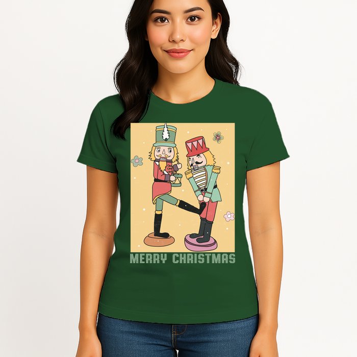Funny Merry Christmas Nut Cracker Getting Nut Cracked Womens T-Shirt