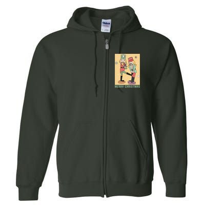 Funny Merry Christmas Nut Cracker Getting Nut Cracked Full Zip Hoodie