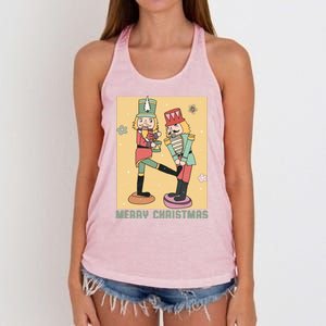 Funny Merry Christmas Nut Cracker Getting Nut Cracked Women's Knotted Racerback Tank