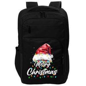 Festive Merry Christmas Santa Hat Christmas Lights Impact Tech Backpack