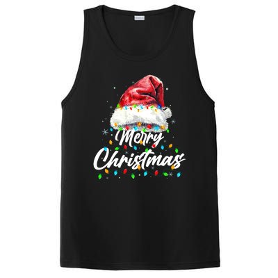 Festive Merry Christmas Santa Hat Christmas Lights PosiCharge Competitor Tank