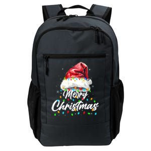 Festive Merry Christmas Santa Hat Christmas Lights Daily Commute Backpack