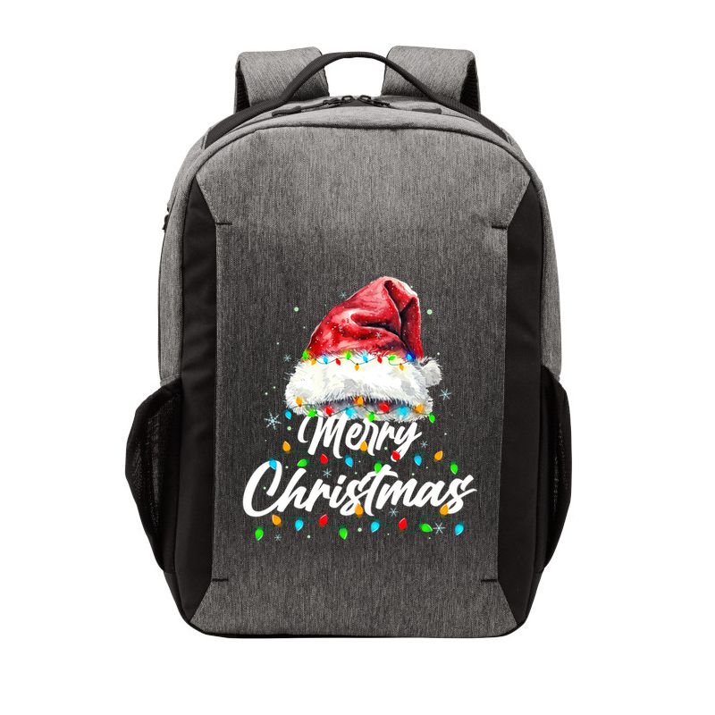 Festive Merry Christmas Santa Hat Christmas Lights Vector Backpack