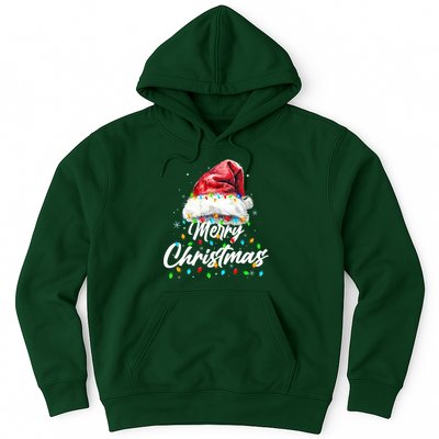 Festive Merry Christmas Santa Hat Christmas Lights Hoodie