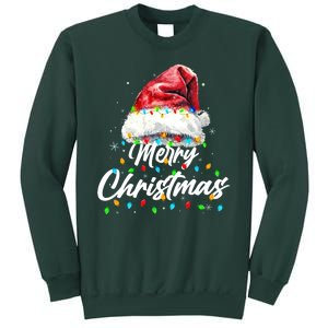 Festive Merry Christmas Santa Hat Christmas Lights Sweatshirt