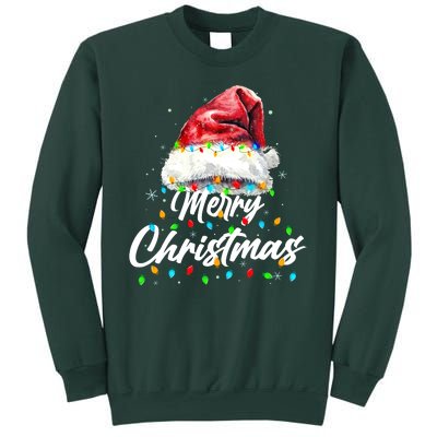 Festive Merry Christmas Santa Hat Christmas Lights Sweatshirt