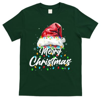 Festive Merry Christmas Santa Hat Christmas Lights T-Shirt