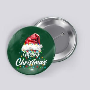 Festive Merry Christmas Santa Hat Christmas Lights Button