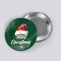 Festive Merry Christmas Santa Hat Christmas Lights Button