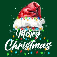 Festive Merry Christmas Santa Hat Christmas Lights Button