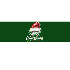 Festive Merry Christmas Santa Hat Christmas Lights Bumper Sticker