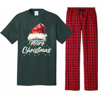 Festive Merry Christmas Santa Hat Christmas Lights Pajama Set