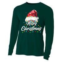 Festive Merry Christmas Santa Hat Christmas Lights Cooling Performance Long Sleeve Crew