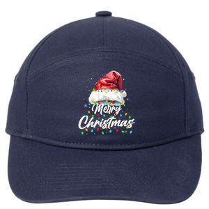 Festive Merry Christmas Santa Hat Christmas Lights 7-Panel Snapback Hat