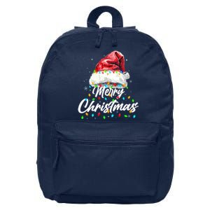 Festive Merry Christmas Santa Hat Christmas Lights 16 in Basic Backpack