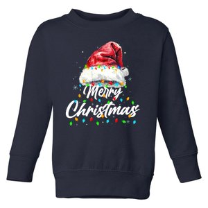 Festive Merry Christmas Santa Hat Christmas Lights Toddler Sweatshirt