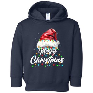 Festive Merry Christmas Santa Hat Christmas Lights Toddler Hoodie