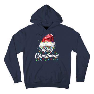 Festive Merry Christmas Santa Hat Christmas Lights Tall Hoodie