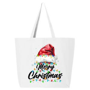 Festive Merry Christmas Santa Hat Christmas Lights 25L Jumbo Tote