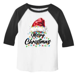 Festive Merry Christmas Santa Hat Christmas Lights Toddler Fine Jersey T-Shirt