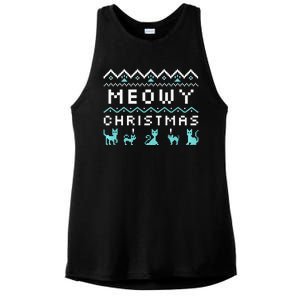 Funny Meowy Christmas Ladies PosiCharge Tri-Blend Wicking Tank